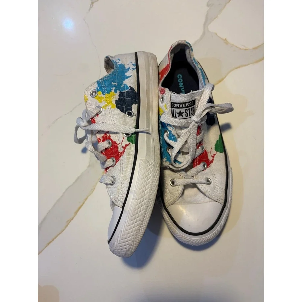 Converse Chuck Taylor All Star Low Top Paint Splatter Canvas Sneakers Youth Size